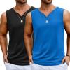 imageCOOFANDY Casual Sleeveless Shirts for Men Cotton V Neck Tank Tops Summer 2 Pack Workout Gym Muscle TeeBlackBlue
