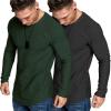 imageCOOFANDY Men 2 Pack Muscle Fitted T Shirt Gym Workout Athletic Long Sleeves TeeBlack and Dark Green