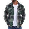 imageCOOFANDY Men Flannel Jackets Full Zip Up Plaid Shirt Shackets Cotton Lightweight Jackets Casual Stylish Fall Jackets 2024Army Green