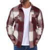 imageCOOFANDY Men Flannel Jackets Full Zip Up Plaid Shirt Shackets Cotton Lightweight Jackets Casual Stylish Fall Jackets 2024Light Red