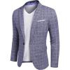 imageCOOFANDY Mens Blazer Casual Sport Coats Slim Fit One Button Suit Jacket Lightweight Sports JacketPlaid Blazer  Blue
