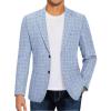 imageCOOFANDY Mens Casual Blazer Sport Coat Lightweight Two Button Business Suit JacketsPlaid Blazer Sky Blue