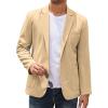 imageCOOFANDY Mens Casual Linen Blazer Lightweight Regular Fit Sport Coat One Button Suit Jacket01light Khaki