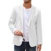 imageCOOFANDY Mens Casual Linen Blazer Lightweight Regular Fit Sport Coat One Button Suit JacketWhite