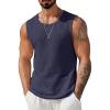 imageCOOFANDY Mens Casual Tank Tops 2 Pack Waffle Knit Sleeveless Shirt Breathable Tank Shirts Summer Muscle TeeNavy