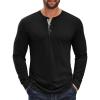 imageCOOFANDY Mens Cotton Henley Shirts Long Sleeve TShirts Casual Pullover Shirt Soft Stretch Basic Tees Fall TopsBlack 01  Grey Collar