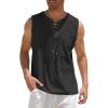 imageCOOFANDY Mens Cotton Linen Tank Top Shirts Casual Sleeveless Lace Up Beach Hippie Tops Bohemian Renaissance Pirate TunicBlack