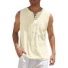 imageCOOFANDY Mens Cotton Linen Tank Top Shirts Casual Sleeveless Lace Up Beach Hippie Tops Bohemian Renaissance Pirate TunicCream