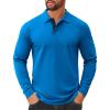 imageCOOFANDY Mens Cotton Polo Shirts Long Sleeve Casual Collared Shirt Classic Golf T ShirtBlue