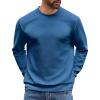 imageCOOFANDY Mens Crewneck Sweatshirts Long Sleeve Basic Pullover Shirts Twill Textured Soild Casual TopsBlue