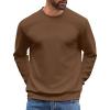 imageCOOFANDY Mens Crewneck Sweatshirts Long Sleeve Basic Pullover Shirts Twill Textured Soild Casual TopsBrown