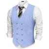 imageCOOFANDY Mens Double Breasted Suit Vest Lightweight Waistcoat Slim Fit Dress VestLight Blue