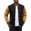 imageCOOFANDY Mens Fashion Varsity Jackets Leather Sleeve Slim Fit College Baseball Letterman Bomber CoatBlackyellow