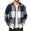 imageCOOFANDY Mens Flannel Shirts Casual Button Down Plaid Shirt Jacket Long Sleeve Fleece ShacketNavywhite Plaid