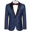 imageCOOFANDY Mens Floral Paisley Formal Tuxedo Suit Jacket Dress Dinner Party Prom Weeding BlazerNavy Blue