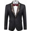 imageCOOFANDY Mens Floral Suit Jacket Shawl Lapel Slim Fit Stylish Blazer Dress Suit Prom Party Wedding Blazer