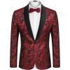 imageCOOFANDY Mens Floral Tuxedo Jacket Jacquard Suit Jacket Slim Fit Blazer for Wedding Prom DinnerType02wine Red