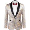 imageCOOFANDY Mens Floral Tuxedo Jacket Luxury Embroidered Stylish Suit Blazer Jacket for Wedding Party DinnerLuxurysilver