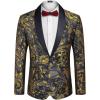 imageCOOFANDY Mens Floral Tuxedo Jacket Luxury Embroidered Wedding Blazer Dress Suit for Party DinnerBlackgold