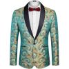 imageCOOFANDY Mens Floral Tuxedo Jacket Luxury Embroidered Wedding Blazer Dress Suit for Party DinnerLake Blue