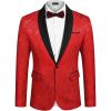 imageCOOFANDY Mens Floral Tuxedo Jacket Paisley Shawl Lapel Stylish Suit Blazer Jacket for Wedding Dinner Party PromRed