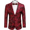 imageCOOFANDY Mens Floral Tuxedo Jacket Rose Embroidered Suit Jacket Wedding Prom Dinner Party BlazerRed