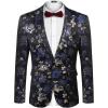 imageCOOFANDY Mens Floral Tuxedo Jackets Slim Fit Suit Blazer Jacket for Wedding Dinner PromBlue