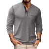 imageCOOFANDY Mens Henley Long Sleeve Shirts Casual Button TShirt Pullover Basic Tees with PocketGrey