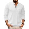 imageCOOFANDY Mens Henley Long Sleeve Shirts Casual Button TShirt Pullover Basic Tees with PocketWhite