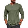 imageCOOFANDY Mens Henley Shirt Long Sleeve Casual Stretch Solid TShirts Fashion Pullover Lightweight Fall TopsArmy Green