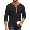 imageCOOFANDY Mens Henley Shirts Long Sleeve Basic Waffle Pique Pullover TShirt with PocketPat Black  Light Brown