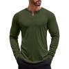 imageCOOFANDY Mens Henley Shirts Long Sleeve Button TShirt Lightweight Fashion Casual Pullover ShirtArmy Green