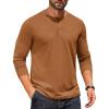imageCOOFANDY Mens Henley Shirts Long Sleeve Button TShirtLight Brown