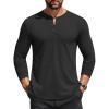 imageCOOFANDY Mens Henley Shirts Long Sleeve Casual Button Shirts Fashion Lightweight Pullover ShirtsAll Black