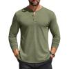 imageCOOFANDY Mens Henley Shirts Long Sleeve Casual Button Shirts Fashion Lightweight Pullover ShirtsArmy Green