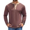 imageCOOFANDY Mens Henley Shirts Long Sleeve Casual Button V Neck TShirt Lightweight Fashion Pullover ShirtsHeather Burgundy