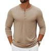 imageCOOFANDY Mens Henley Shirts Long Sleeve Casual Pullover TShirt Fashion Basic Button ShirtstKhaki
