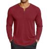 imageCOOFANDY Mens Henley Shirts Long Sleeve Lightweight Button TShirt Casual Basic Tee TopWine Red