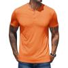 imageCOOFANDY Mens Henley Shirts Short Sleeve Casual Basic Henley Tee Summer Button Lightweight Stretch T ShirtsOrange