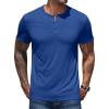 imageCOOFANDY Mens Henley Shirts Short Sleeve Casual Basic Henley Tee Summer Button Lightweight Stretch T ShirtsSky Blue