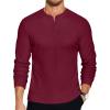 imageCOOFANDY Mens Henley TShirts Long Sleeve Pullover Shirt Casual Heavyweight Button Shirts Basic TeesWine Red