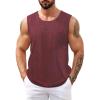 imageCOOFANDY Mens Knit Tank Tops Casual Sleeveless T Shirts Beach Tank Shirts with PocketWine Red
