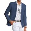 imageCOOFANDY Mens Linen Casual Blazer Slim Fit Sport Coat Two Button Summer Suit Jacket Lightweight Business Sport JacketBlue