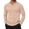 imageCOOFANDY Mens Long Sleeve Muscle T Shirts Casual VNeck Slim Fit Longline Ribbed Tee Stretch Gym Workout ShirtsBeige