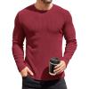 imageCOOFANDY Mens Long Sleeve Shirts Thermal TShirt Slim Fit Crewneck Sweater Knitted Pullover ShirtWine Red
