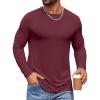 imageCOOFANDY Mens Long Sleeve Tee Shirts Crew Neck TShirt Casual Pullover Basic Tees Soft Stretch TshirtsWine Red