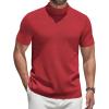 imageCOOFANDY Mens Mock Turtleneck Sweater Short Sleeve Casual Knitted TShirts Thermal Tops Solid Basic TeeDeep Red