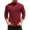 imageCOOFANDY Mens Mock Turtleneck TShirts Long Sleeve Solid Color Tees Shirts Basic Casual Slim Fit Pullover T ShirtsWine Red