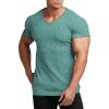 imageCOOFANDY Mens Muscle T Shirts Stretch Short Sleeve V Neck Bodybuilding Workout Tee Shirts Ribbed Knit ShirtLight Green