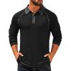 imageCOOFANDY Mens Polo Shirts Long Sleeve Casual Raglan Golf ShirtsBlack